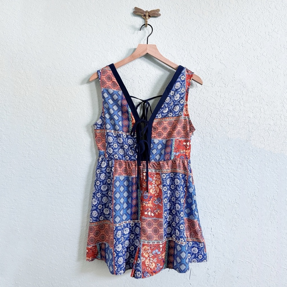 Cupshe•Plunging Sleeveless Patchwork Romper